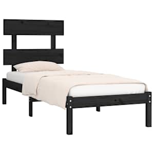 vidaXL Sengeramme svart heltre 100x200 cm