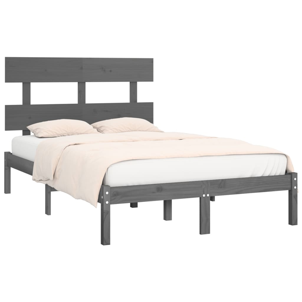 

vidaXL Bedframe massief hout grijs 140x200 cm