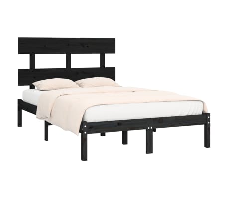 vidaXL Bed Frame without Mattress Black 160x200 cm Solid Wood