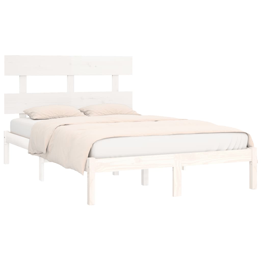 vidaXL Bedframe massief hout wit 180x200 cm afbeelding