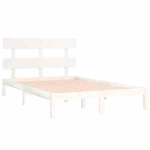 Rám postele bílý masivní dřevo 200 x 200 cm - obrázek 4