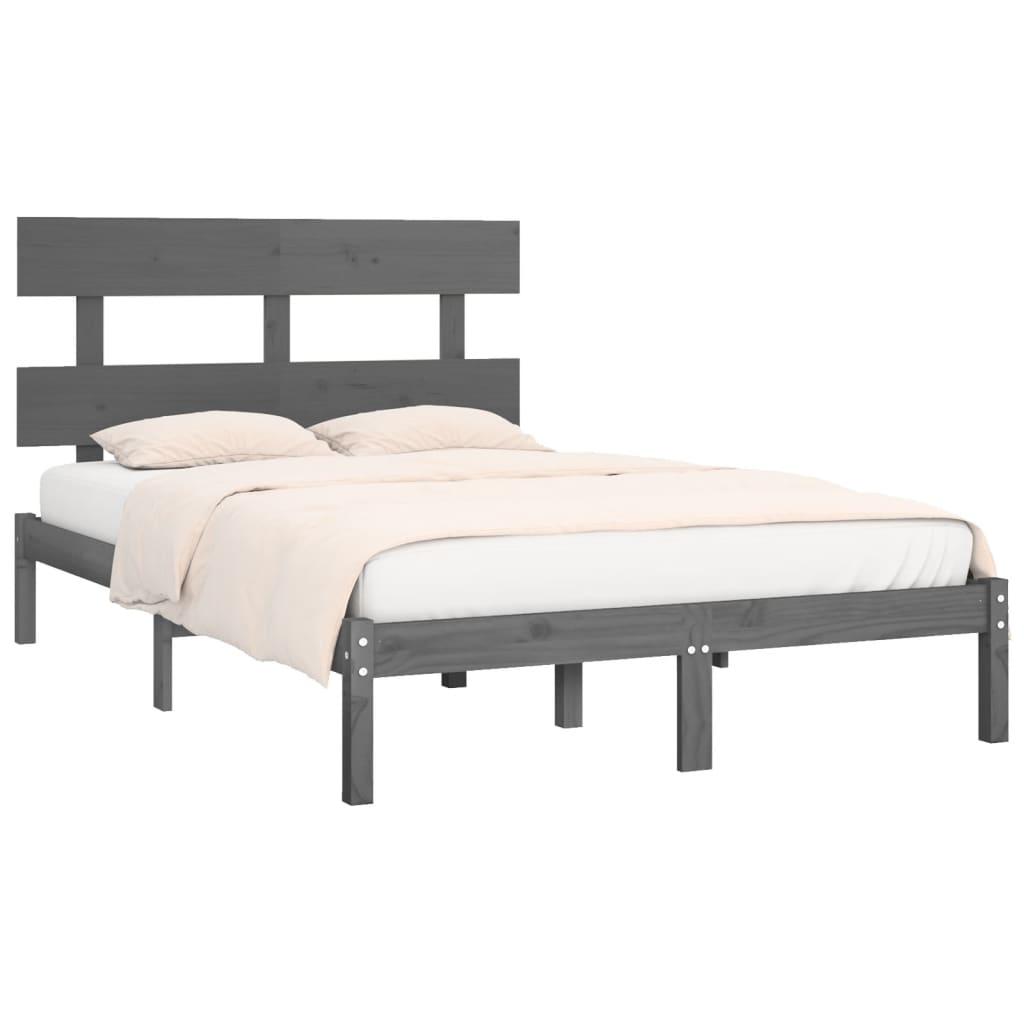 vidaXL Bedframe massief hout grijs 200x200 cm