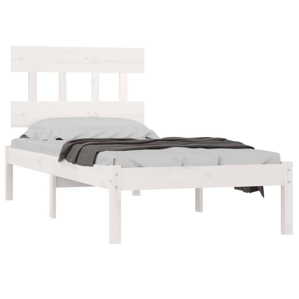 

vidaXL Bedframe massief hout wit 75x190 cm 2FT6 Small Single