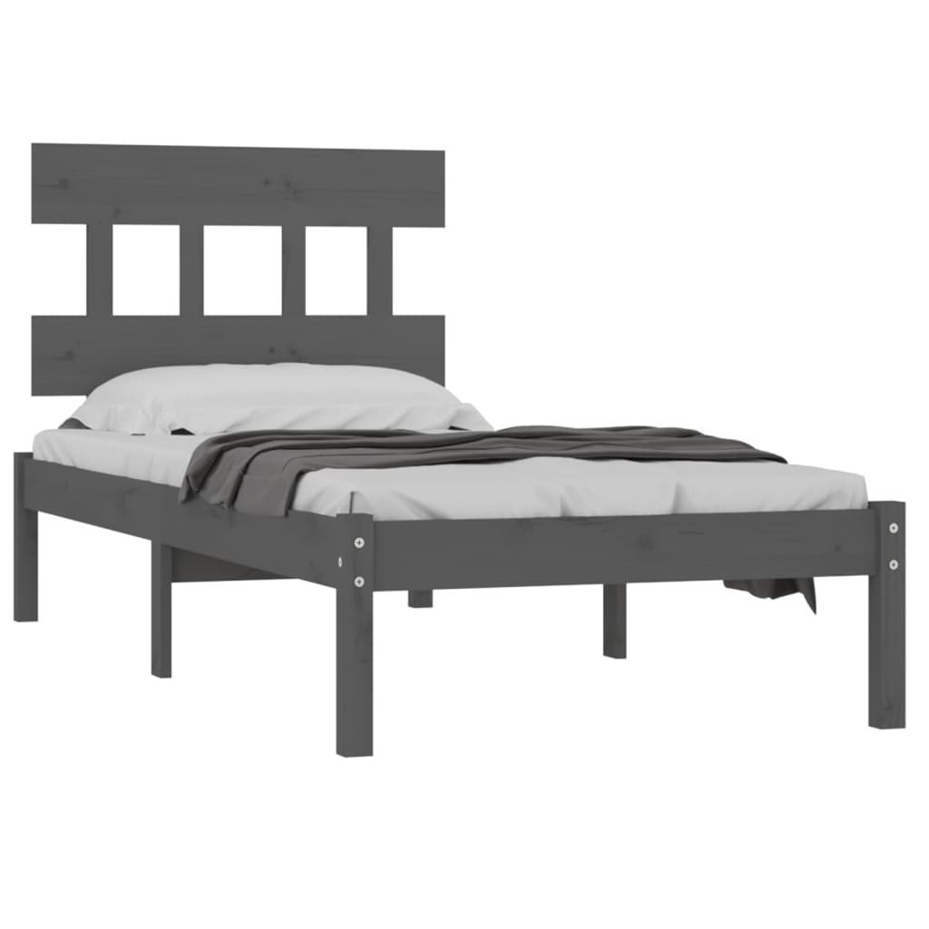vidaXL Estrutura de cama pequena solteiro 75x190 cm madeira cinzento