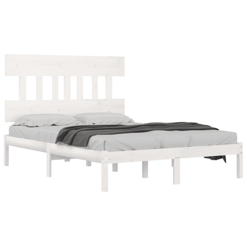 

vidaXL Bedframe massief hout wit 135x190 cm 4FT6 Double