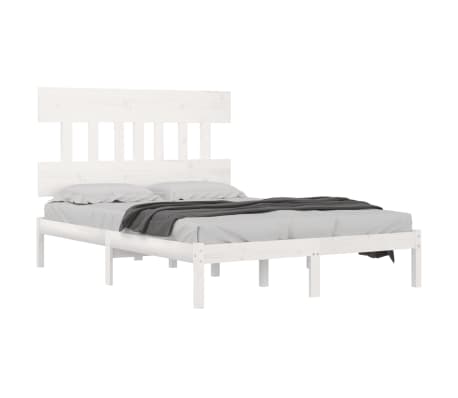 vidaXL sengeramme 135x190 cm dobbelt massivt fyrretr&aelig; hvid
