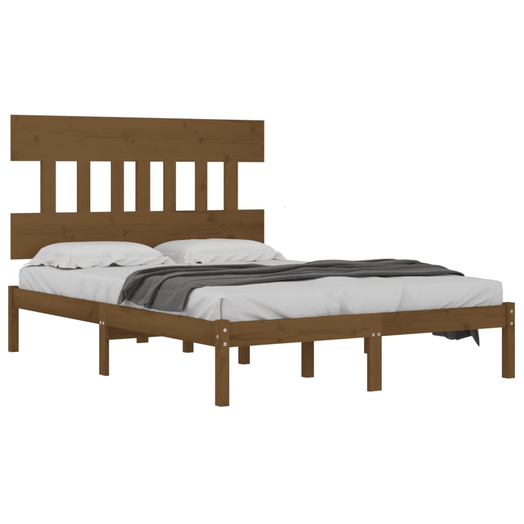 

vidaXL Bedframe massief hout honingbruin 135x190 cm 4FT6 Double