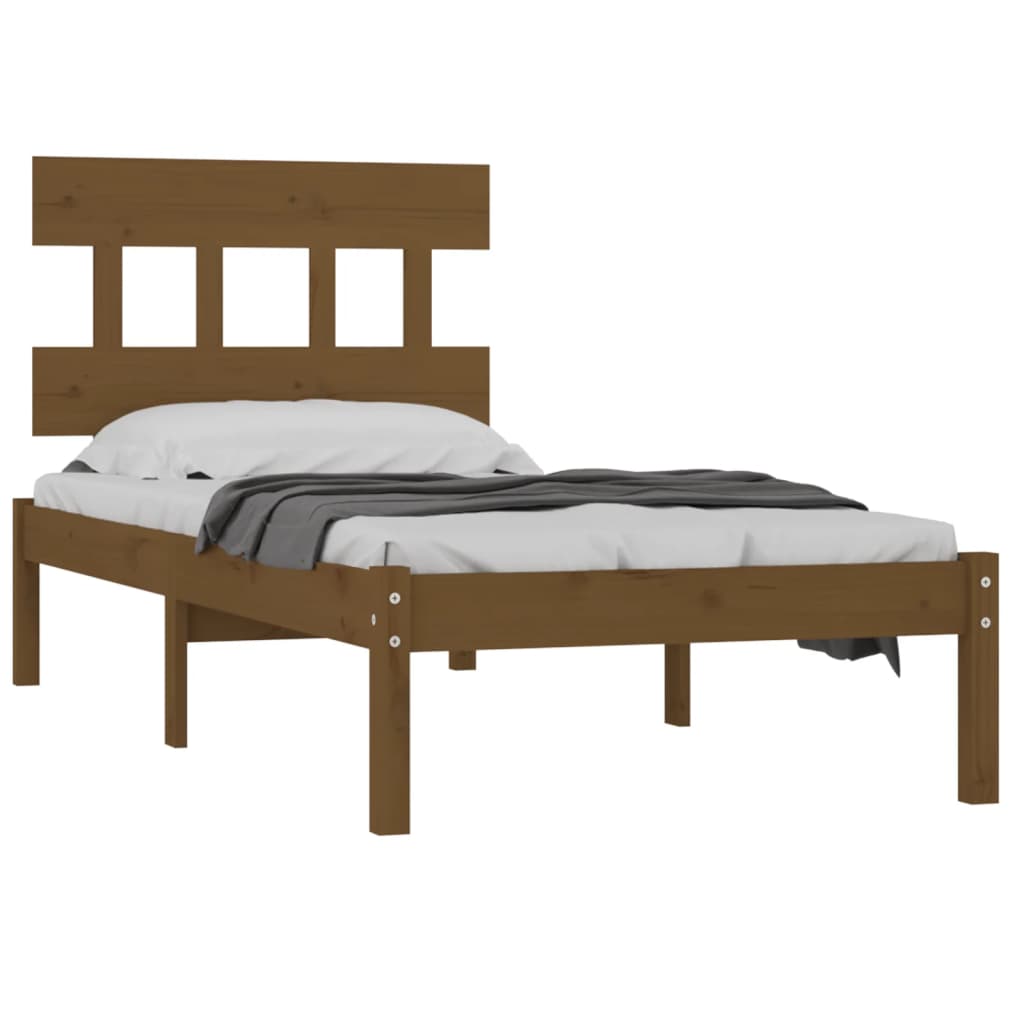 vidaXL Bedframe massief hout honingbruin 100x200 cm afbeelding
