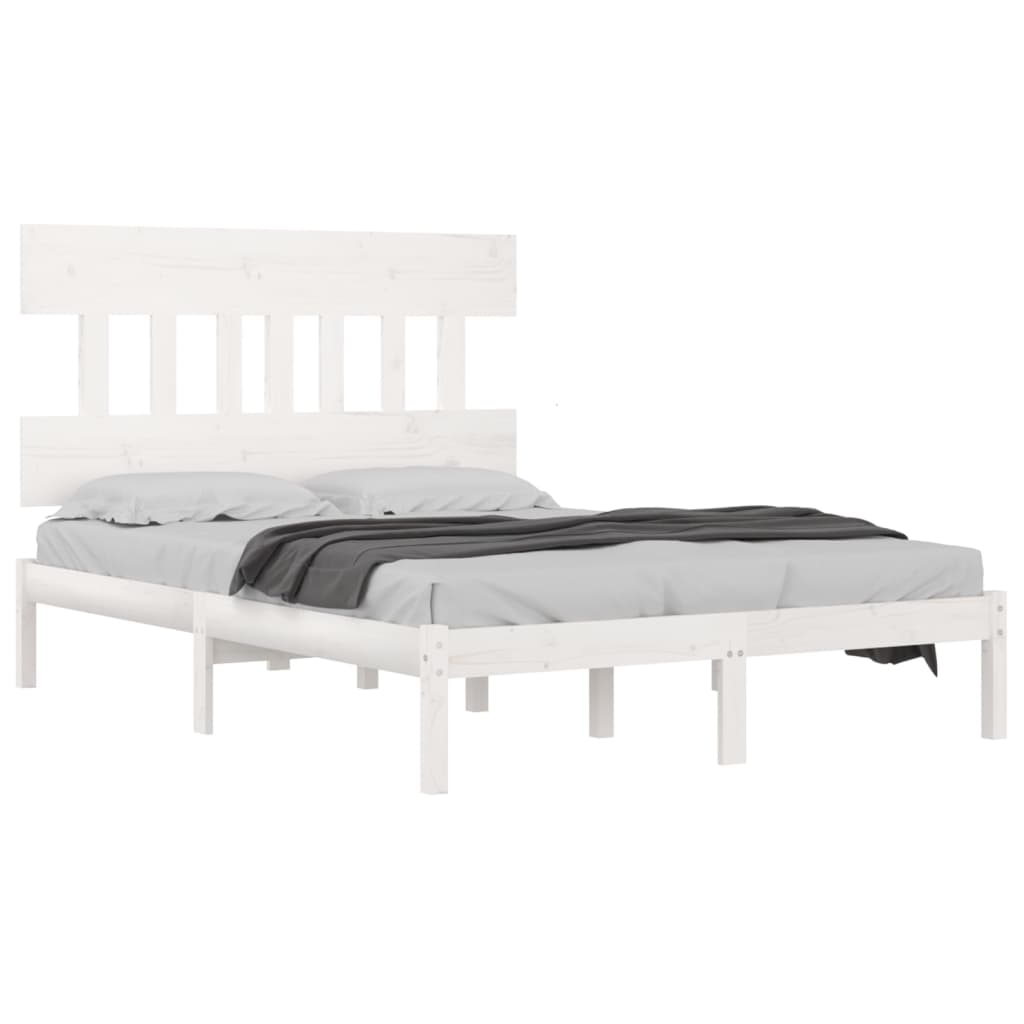 vidaXL Bedframe massief hout wit 120x200 cm afbeelding