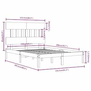 Rám postele masivní dřevo 150 x 200 cm King Size - obrázek 6