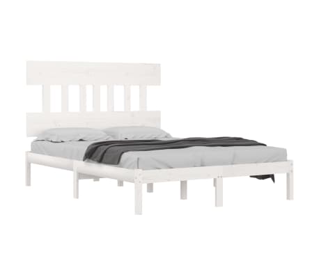 vidaXL Bed Frame without Mattress White 150x200 cm King Size Solid Wood