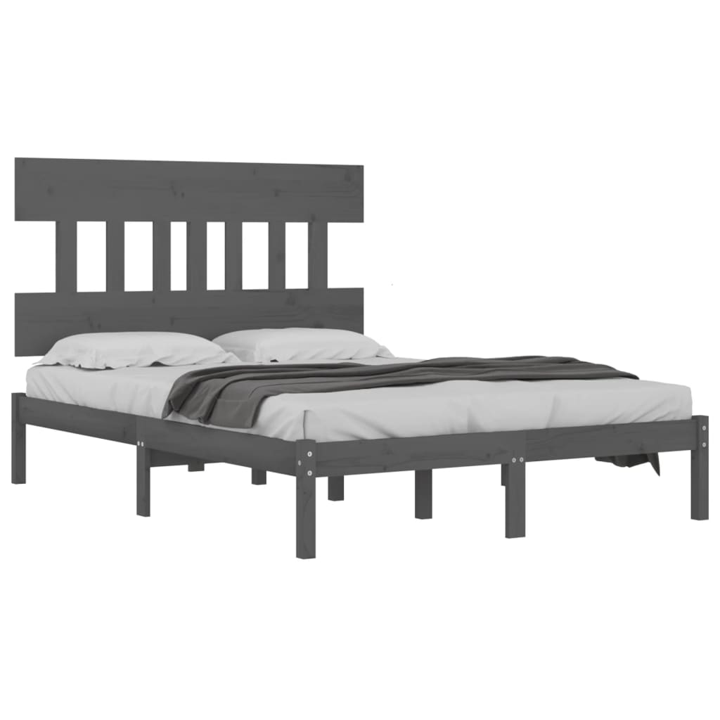 vidaXL Bed Frame without Mattress Grey 150x200 cm King Size Solid Wood