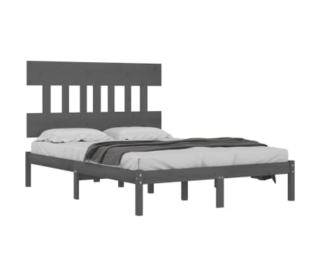 vidaXL Bed Frame without Mattress Grey 150x200 cm King Size Solid Wood