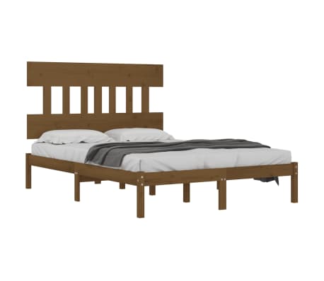 vidaXL Cadre de lit Marron miel Bois massif 150x200 cm Très grand