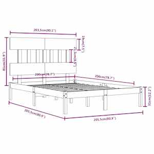 Rám postele bílý masivní dřevo 200 x 200 cm - obrázek 6