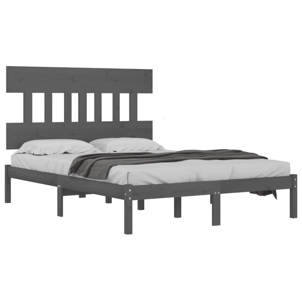 vidaXL Bedframe massief hout grijs 200x200 cm afbeelding
