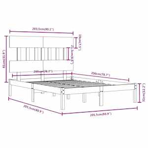 Rám postele černý masivní dřevo 200 x 200 cm - obrázek 6