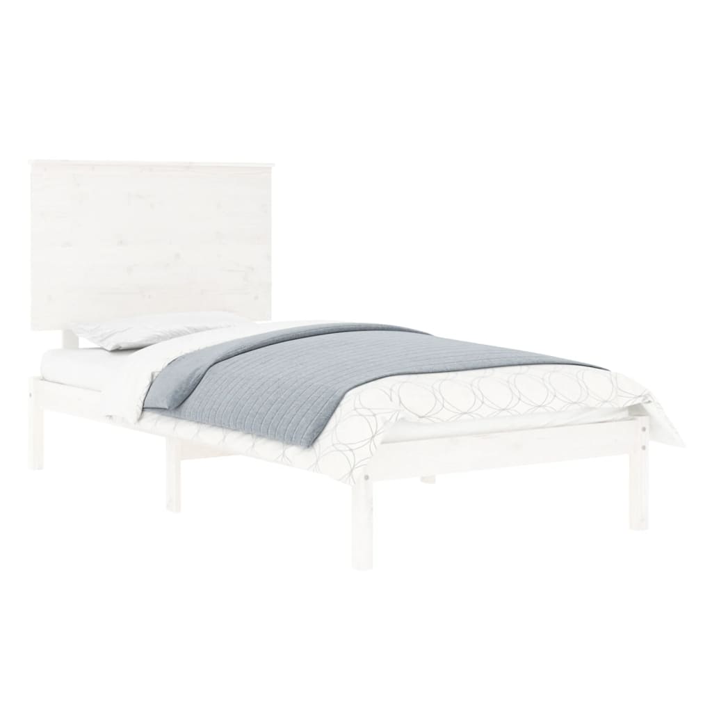 

vidaXL Bedframe massief hout wit 75x190 cm 2FT6 Small Single