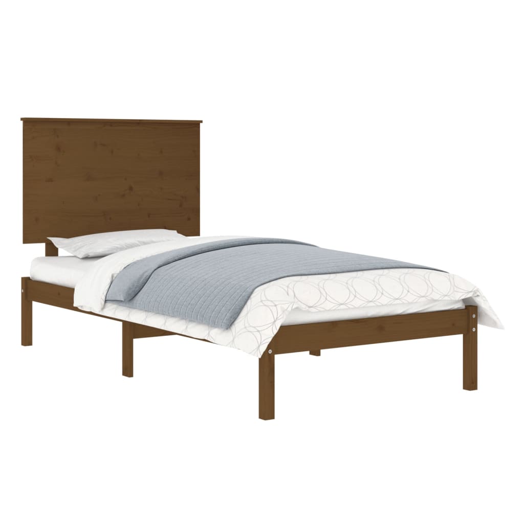 vidaXL Bedframe massief hout honingbruin 75x190 cm 2FT6 Small Single