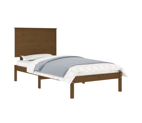 vidaXL Cadre de lit Marron miel Bois massif 75x190 cm Petit simple