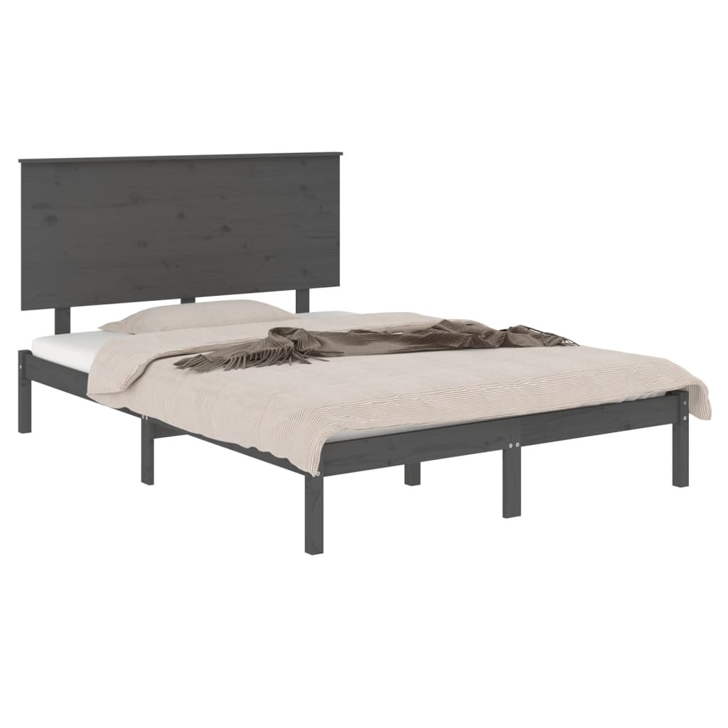 

vidaXL Bedframe massief hout grijs 120x190 cm 4FT Small Double