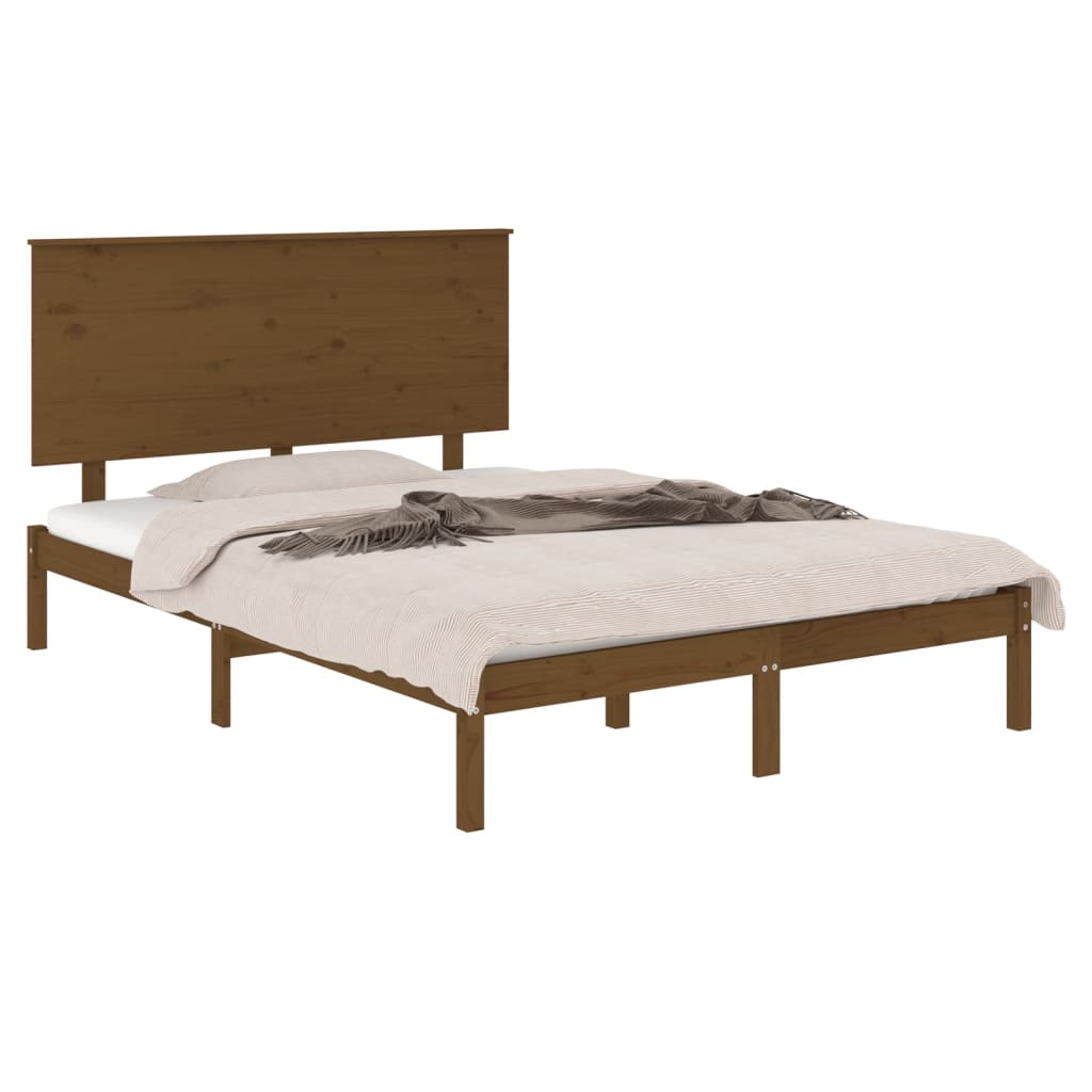 vidaXL Bedframe massief hout honingbruin 135x190 cm 4FT6 Double