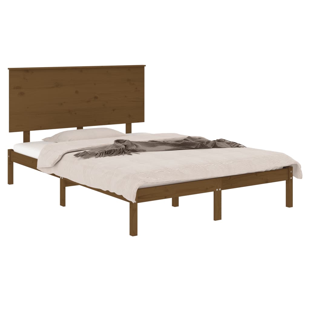 vidaXL Bedframe massief grenenhout honingbruin 140x190 cm