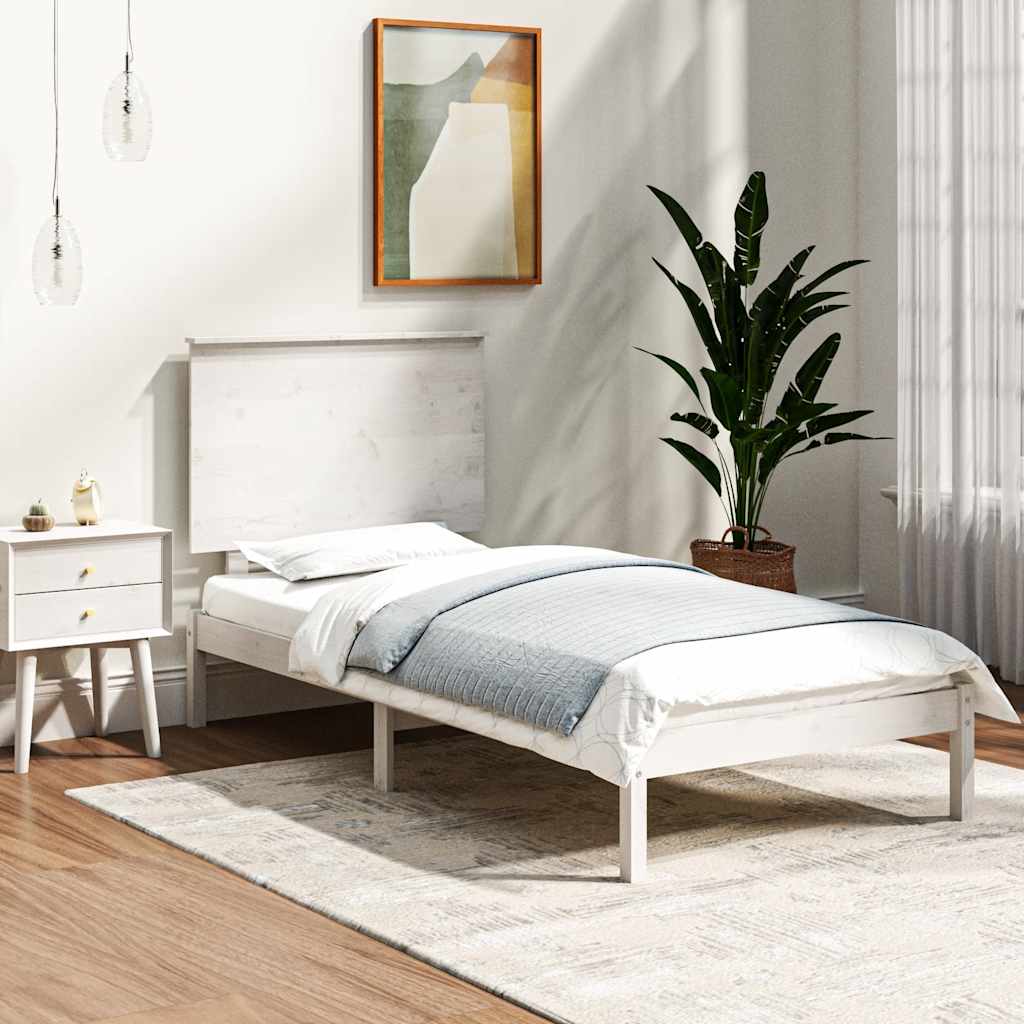 vidaXL Rama ��ka bez materaca, bia�a, 90x200 cm, lite drewno sosnowe