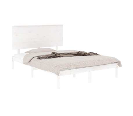 vidaXL Posteljni okvir brez vzmetnice bel 140x200 cm trdna borovina