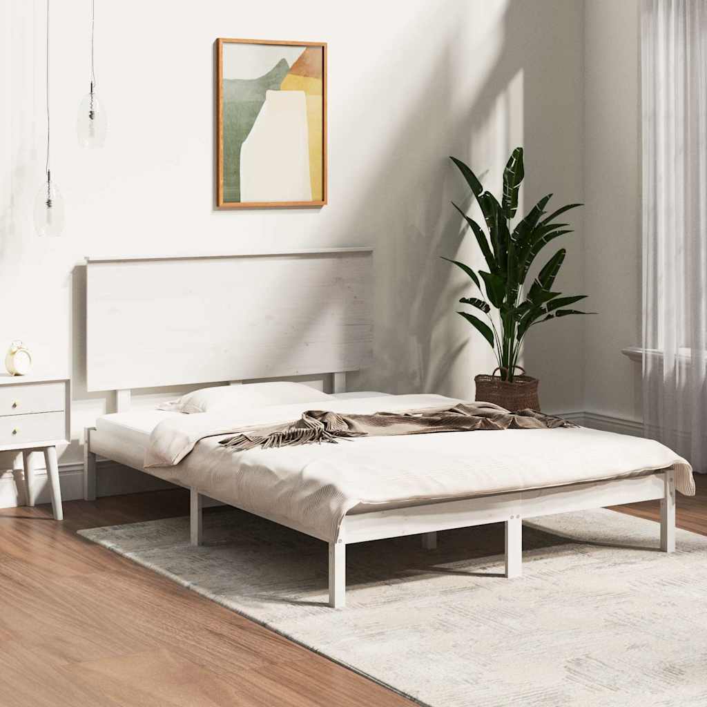vidaXL Rama ��ka bez materaca, bia�a, 140x200 cm, lite drewno sosnowe