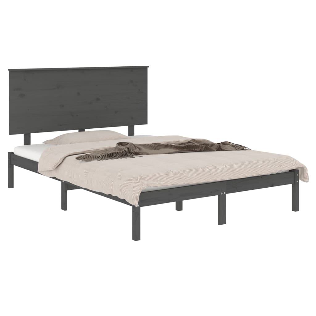 vidaXL Bedframe massief grenenhout grijs 140x200 cm