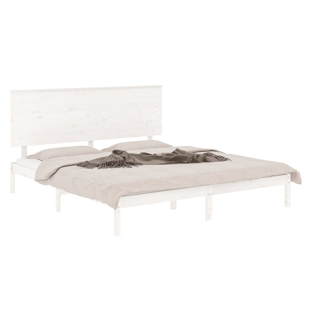 vidaXL Bedframe massief hout wit 150x200 cm afbeelding