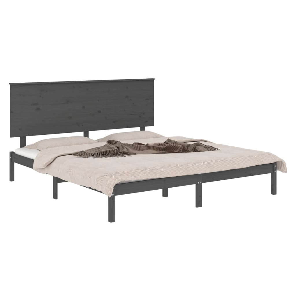 vidaXL Bedframe massief hout grijs 150x200 cm 5FT King Size