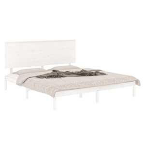 vidaXL Sengeramme med madrass hvit 200x200 cm heltre furu