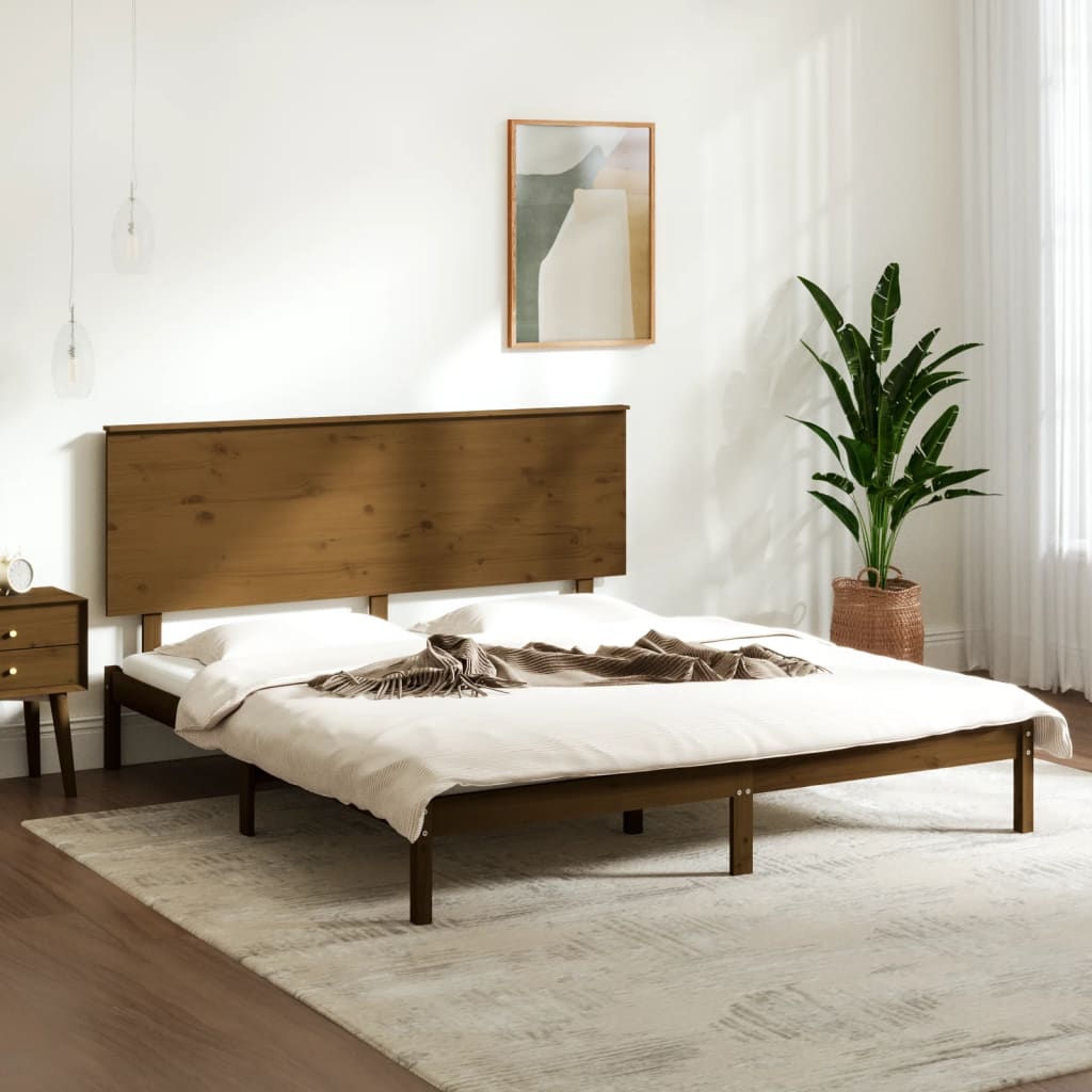 vidaXL Cadru de pat, maro miere, 200×200 cm, lemn masiv de pin