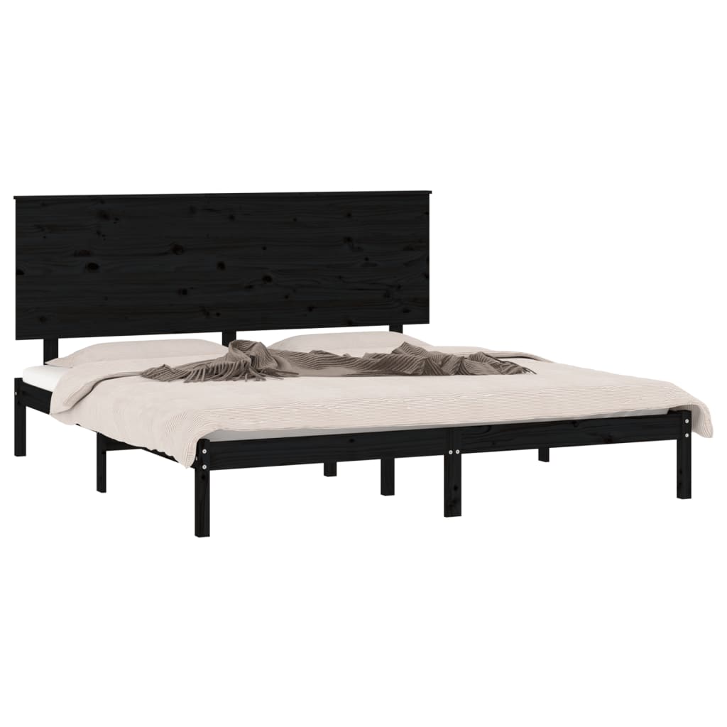 vidaXL Bedframe massief grenenhout zwart 200x200 cm afbeelding