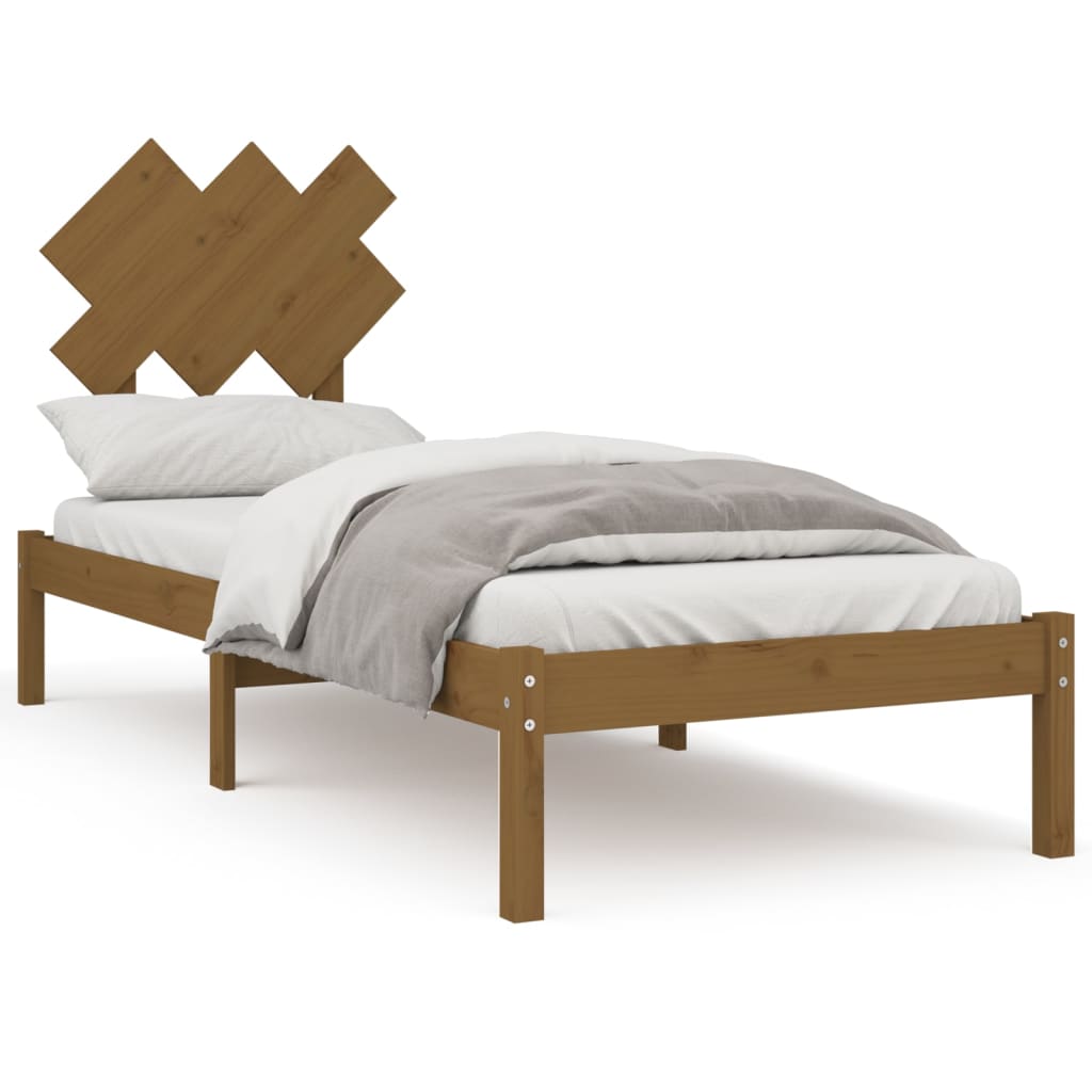 Rama łóżka, miodowy brąz, 75x190 cm, pojedyncza, lite drewno
