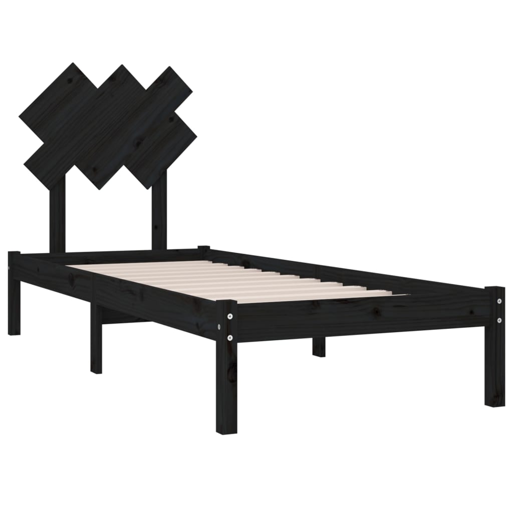 Rám postele černý 75 x 190 cm Small Single masivní dřevo