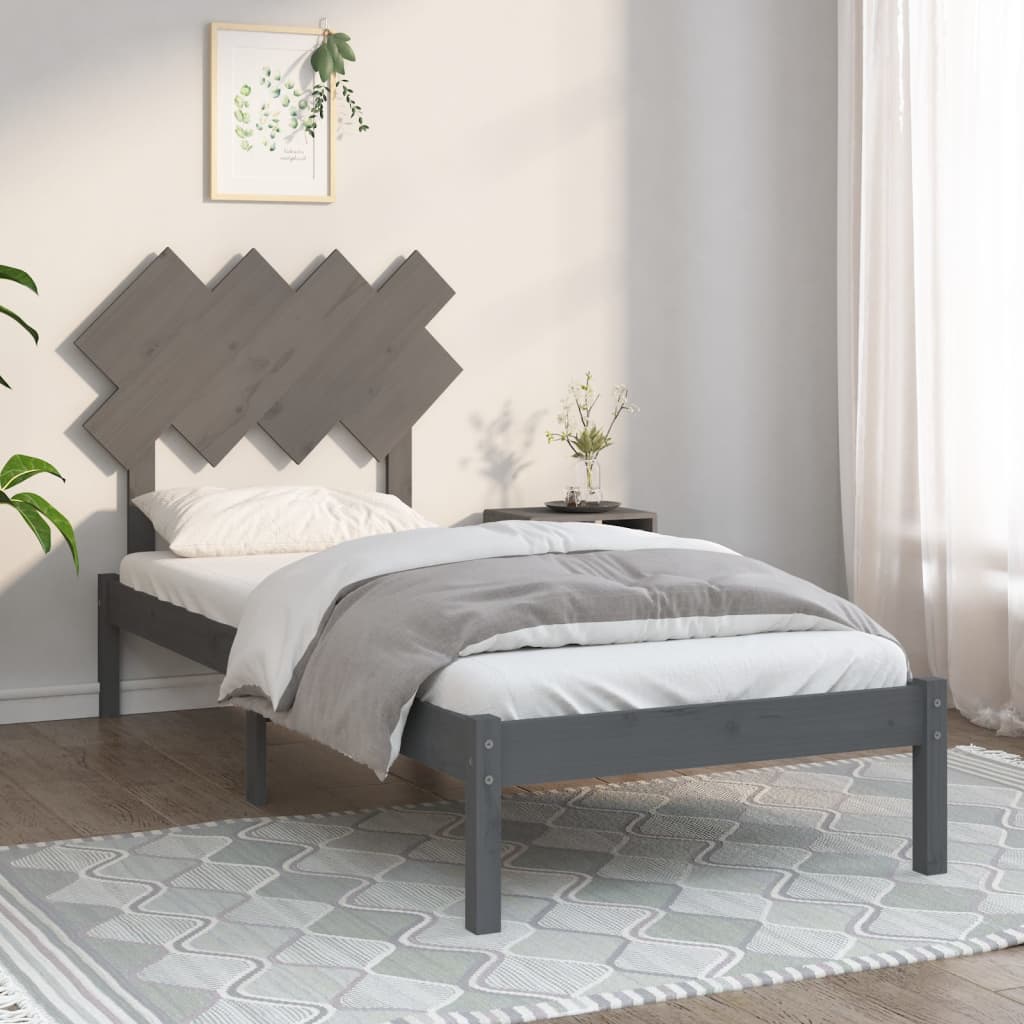 Cadre de lit Gris 90x190 cm Simple Bois massif