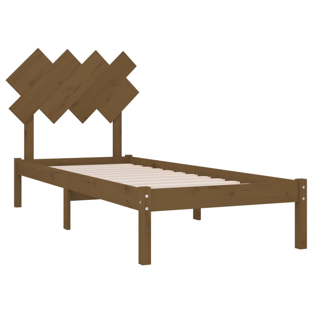 Rama łóżka, miodowy brąz, 90x190 cm, pojedyncza, lite drewno