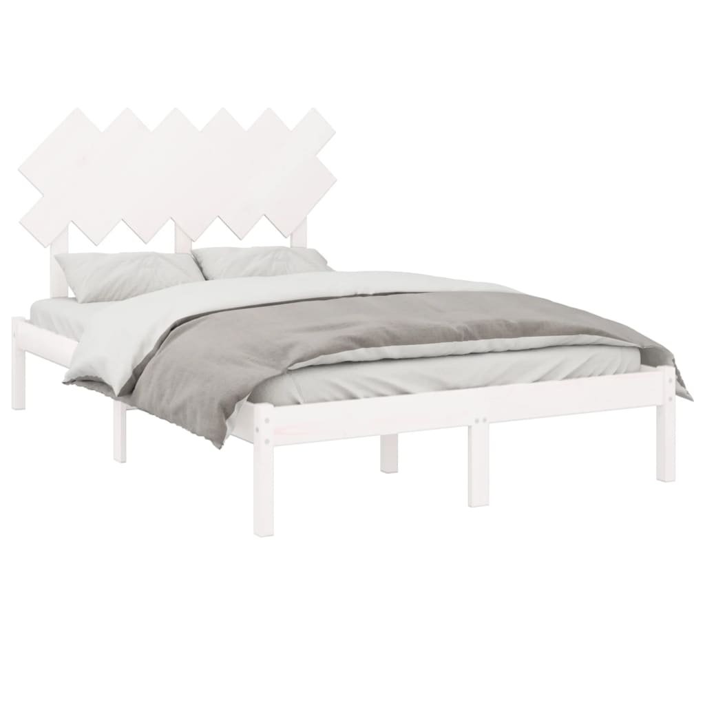 vidaXL Bedframe massief hout wit 120x190 cm afbeelding