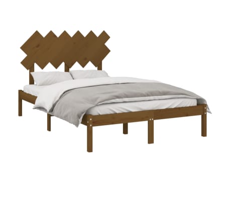 vidaXL gultas rāmis, medus brūns, 135x190 cm, divvietīgs, masīvkoks