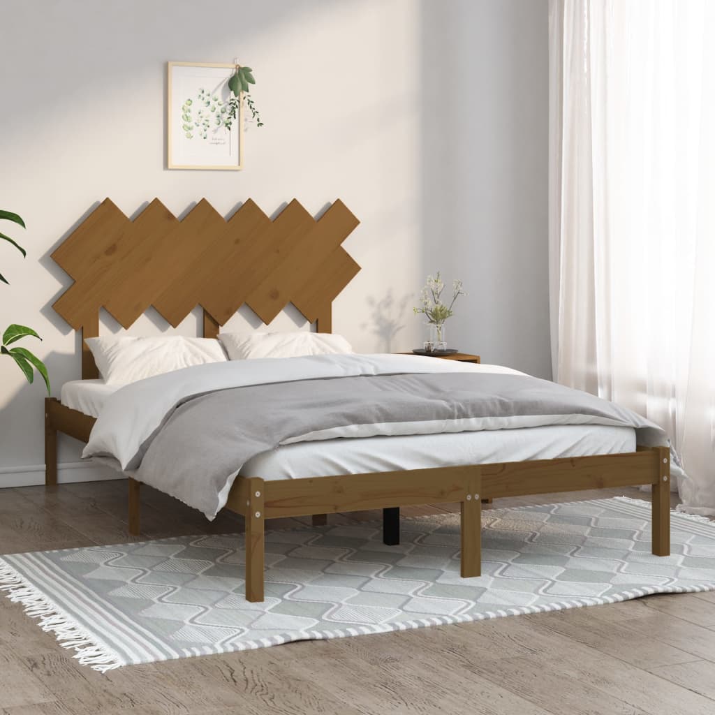 vidaXL Rám postele medově hnědý 135 x 190 cm Double masivní dřevo
