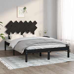 Rám postele černý 135 x 190 cm Double masivní dřevo - obrázek 1