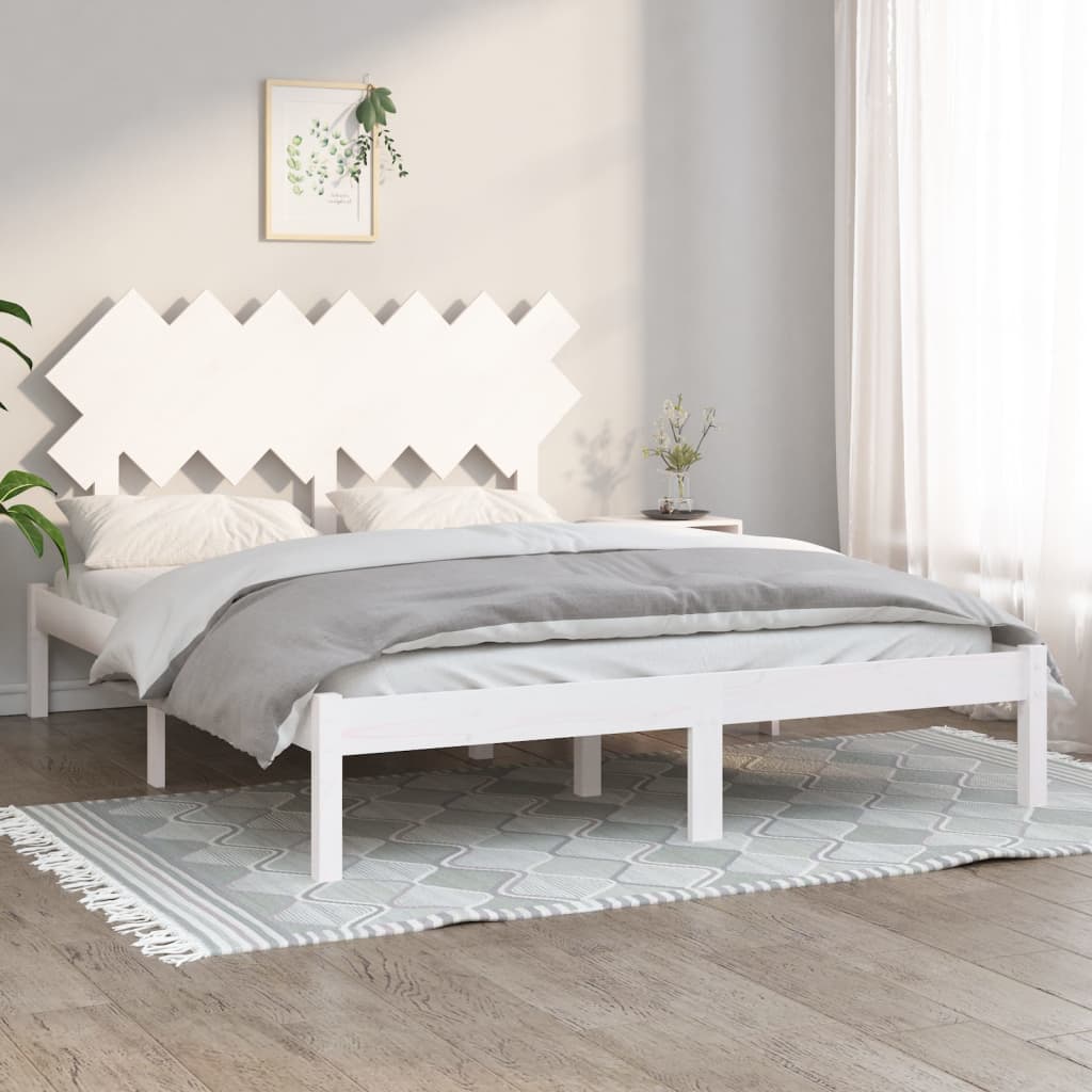 Rám postele bílý 140 x 190 cm masivní dřevo