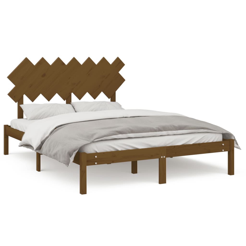 Rama łóżka, miodowy brąz, 140x190 cm, lite drewno