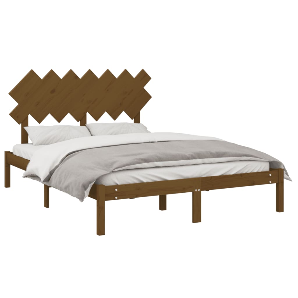 Rama łóżka, miodowy brąz, 140x190 cm, lite drewno