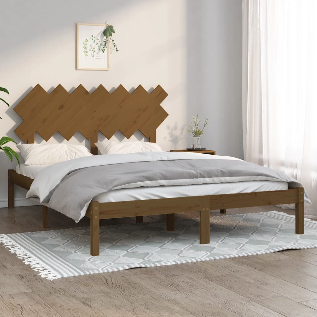 Cadre de lit Marron miel 140x190 cm Bois massif