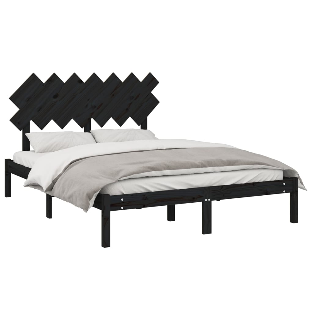 vidaXL Posteľný rám čierny 140x190 cm masívne drevo