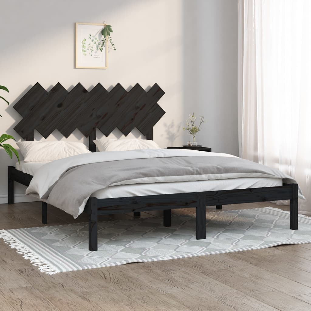 Rám postele černý 140 x 190 cm masivní dřevo